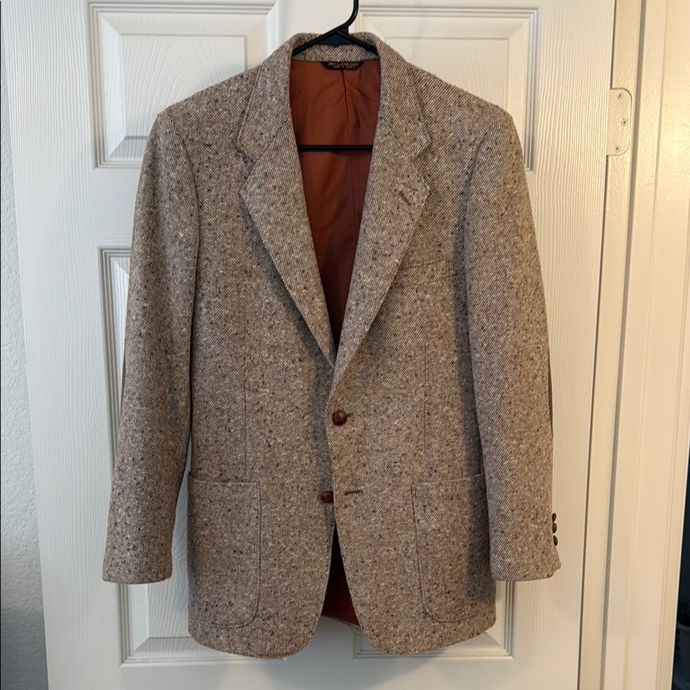 Tan Wool-Blend Sport Coat with Notched Lapel